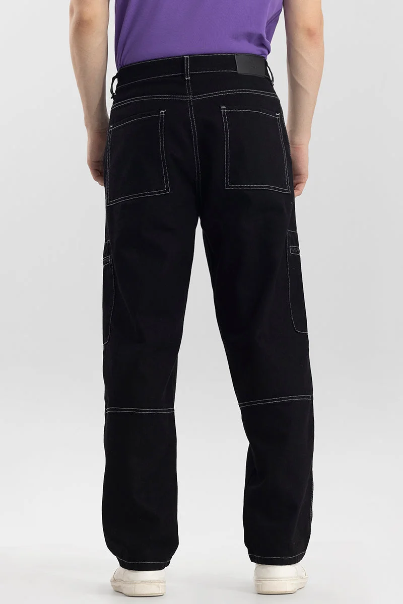 SNITCH  Egnis Black Baggy Fit Jeans for Men | Best Price UAE